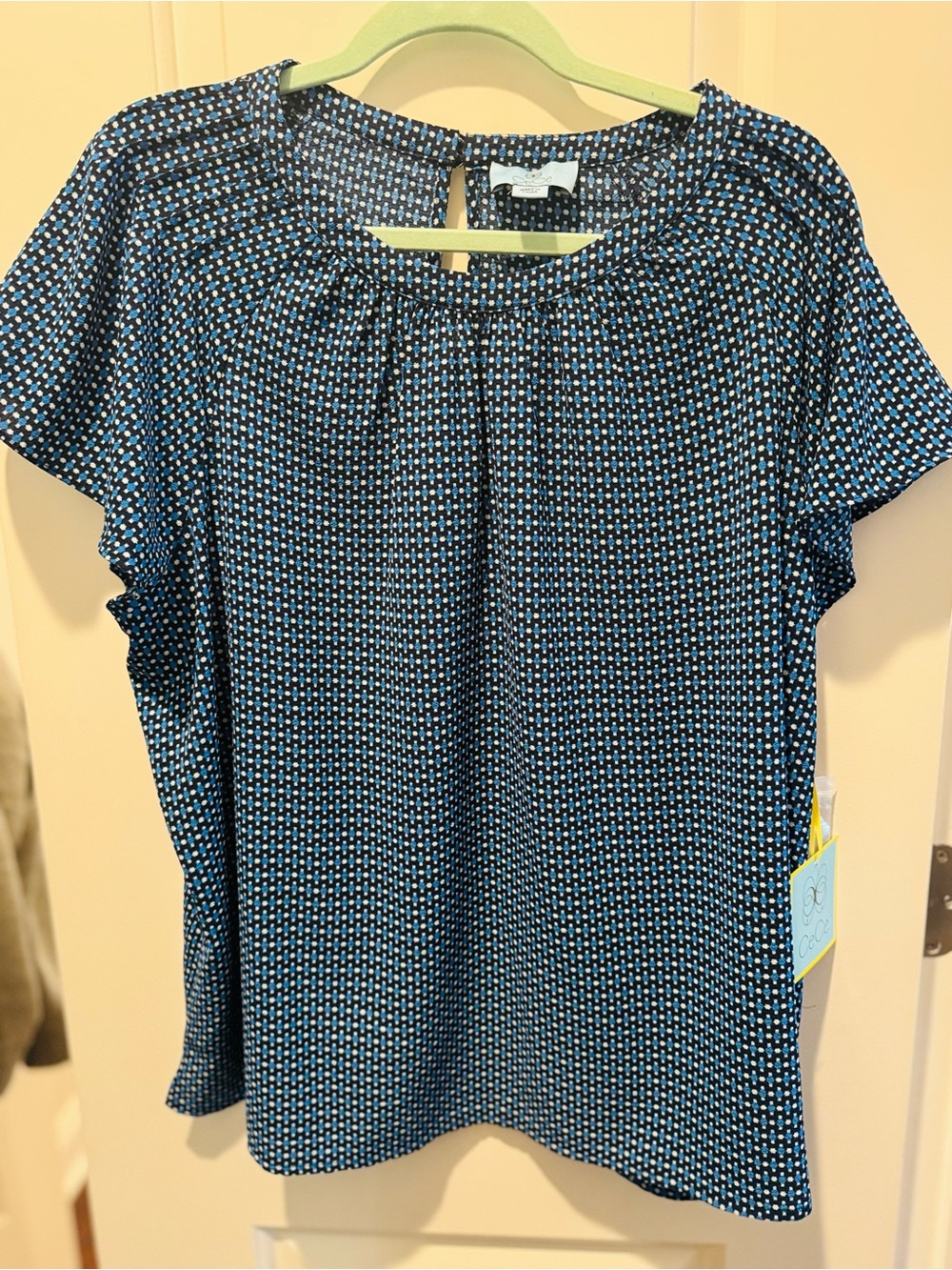 NWT CeCe Halime Flutter Sleeve Blouse Deep Marine Blue XXL